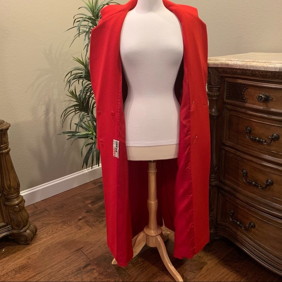 Wacs Works VTG Long Red Vintage Coat Jacket Long Length  M Medium USA - Picture 5 of 14